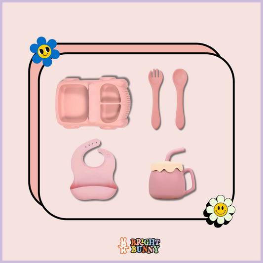 Car Silicone Dinner Set (Pink)